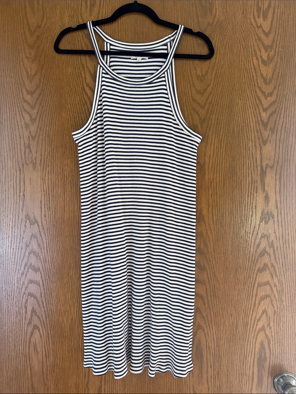 Madewell Ribbed Striped Tank Dress - Navy & White